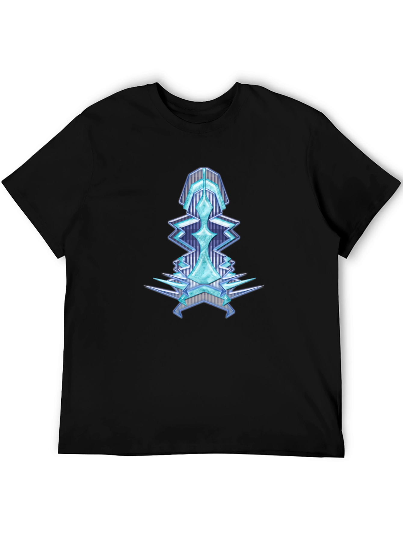 Geometric Ice Crystal Graphic Tee - Black