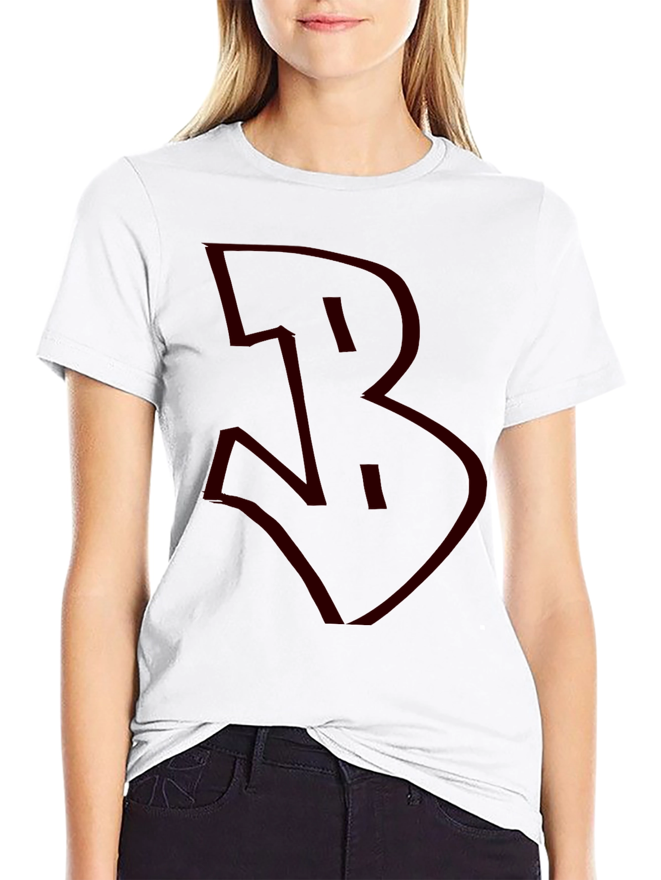 Bold Graphic Tee - Red B on Black