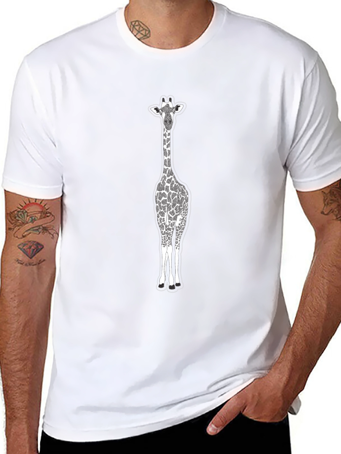 Giraffe Graphic Print T-Shirt