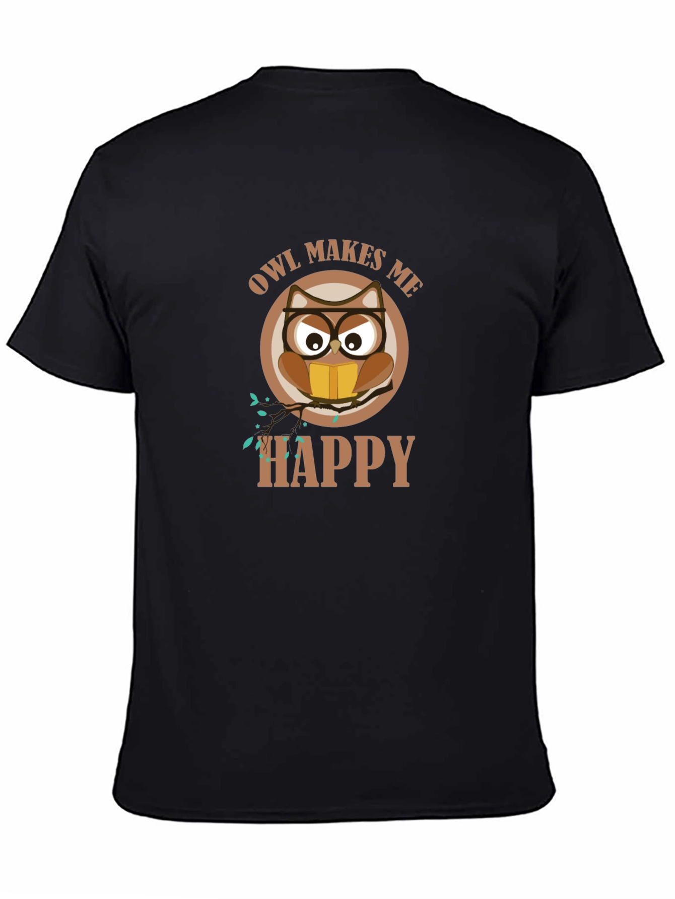 Owl Makes Me Happy T-Shirt - Cute Graphic Tee