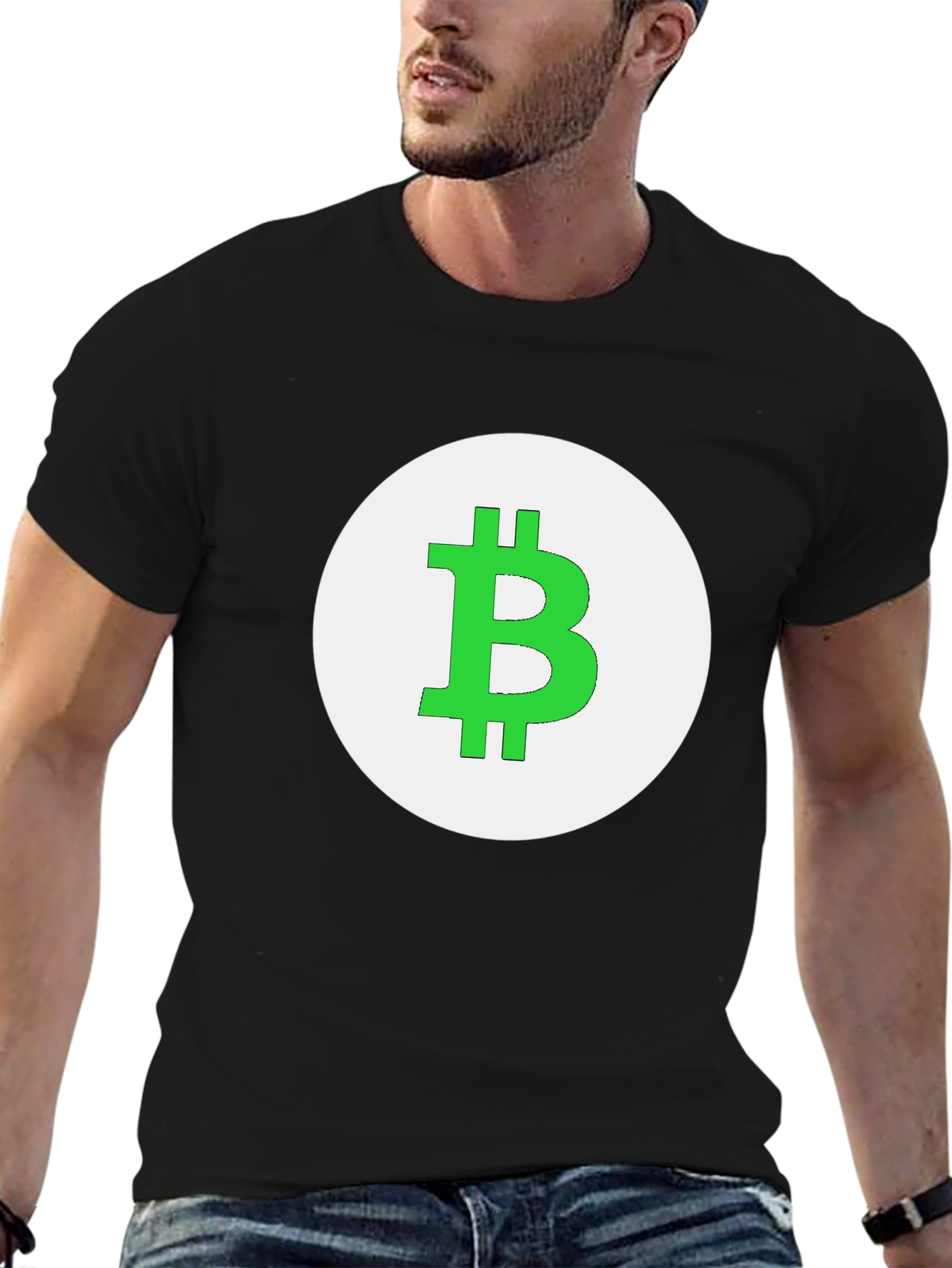 Bitcoin Logo Graphic Tee - Black Cotton T-Shirt