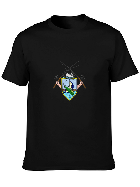 Fishing Crest Graphic Tee - Black