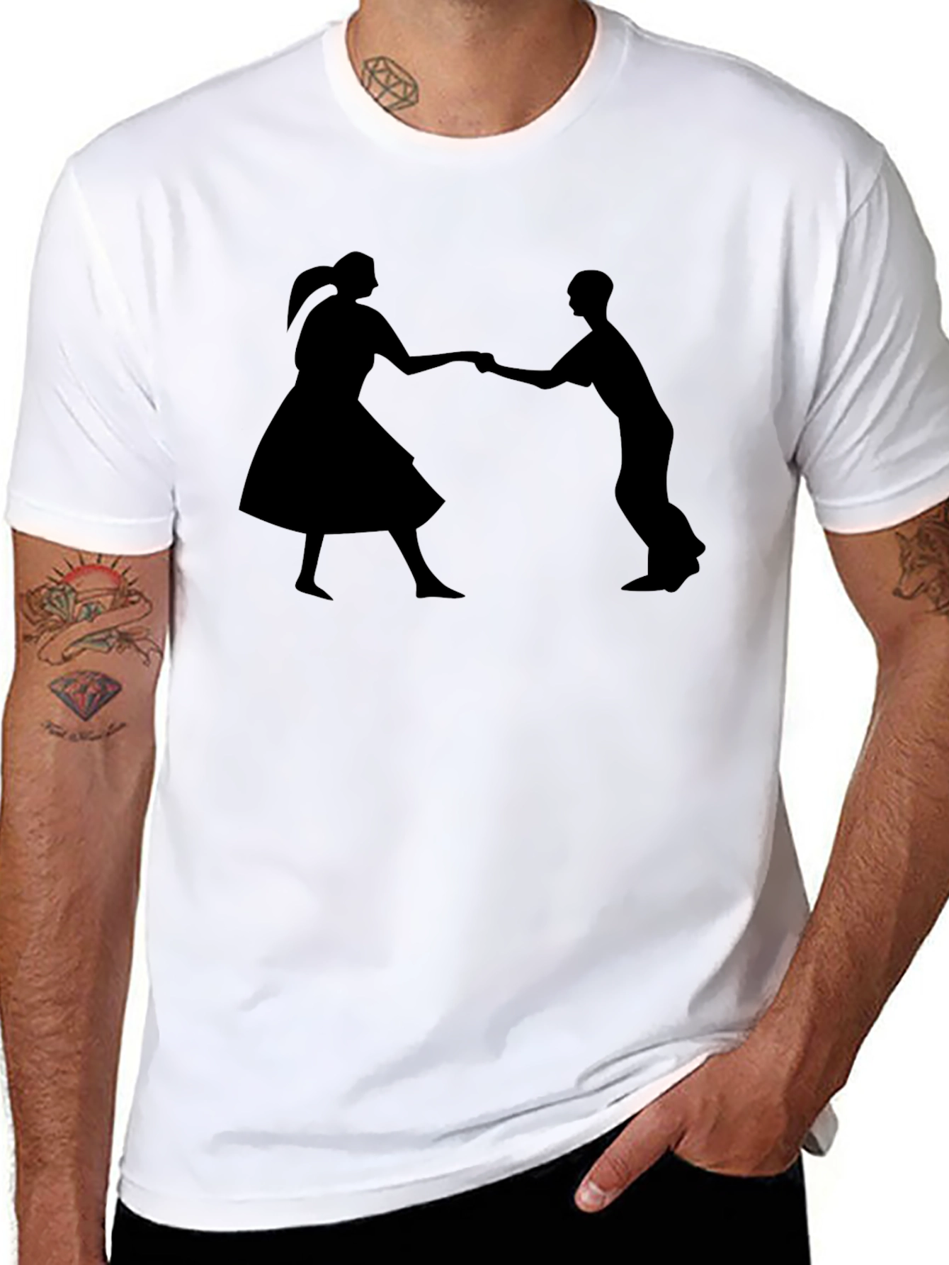 Swing Dance Silhouette Black T-Shirt