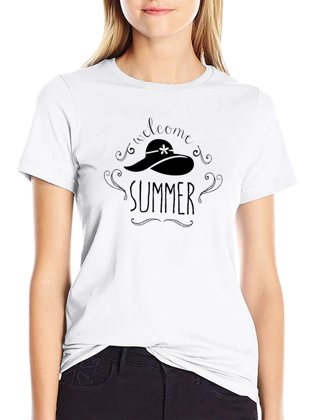 Welcome Summer T-Shirt - Black Cotton Tee