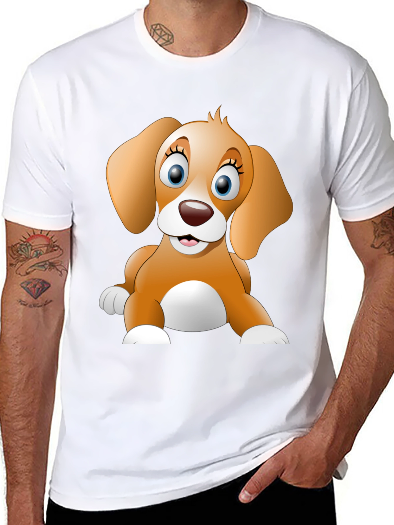 Cartoon Puppy Dog Graphic Print T-Shirt