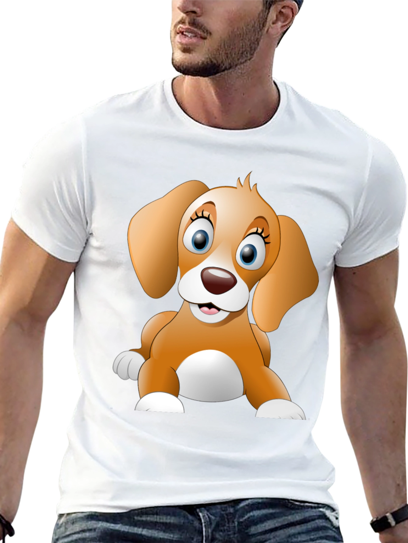Cartoon Puppy Dog Graphic Print T-Shirt
