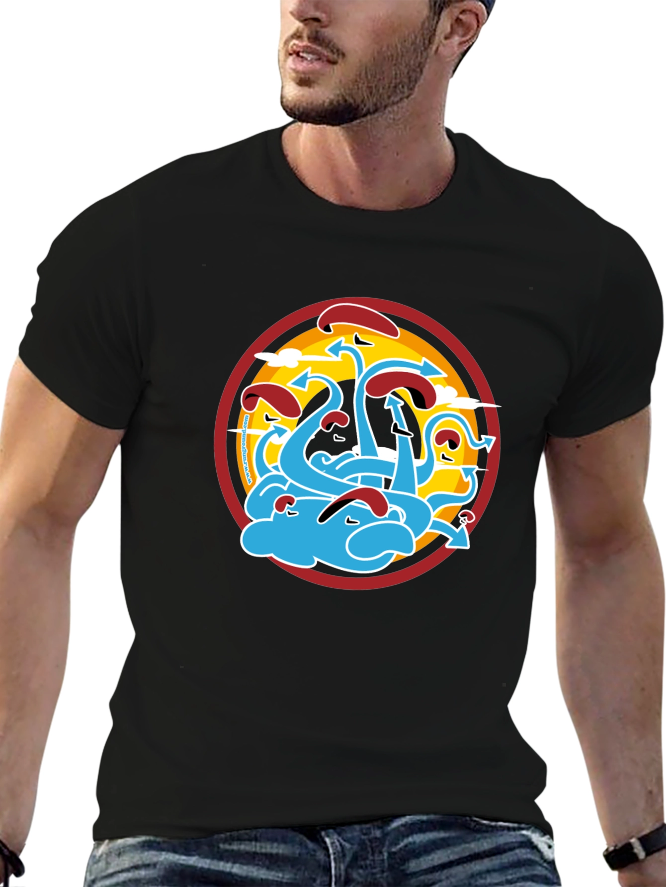 Graphic Print T-Shirt - Octopus Art Design