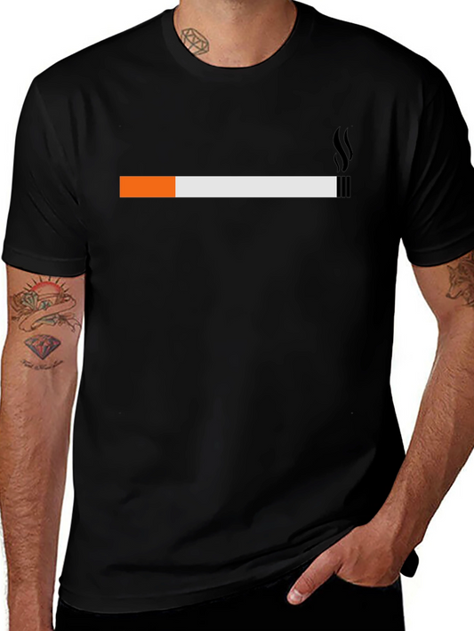 Smoking Cigarette Graphic Tee - Casual Black T-Shirt