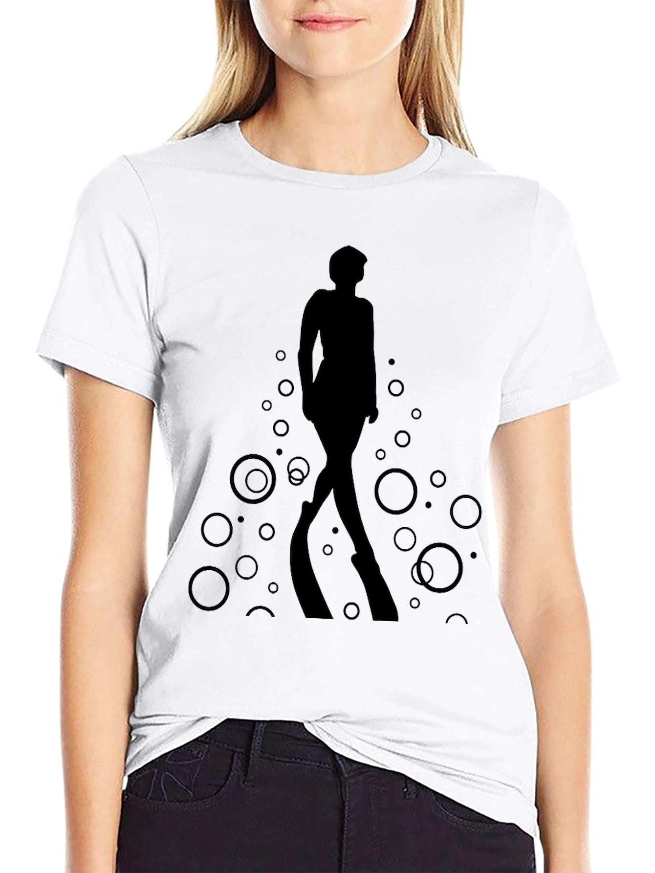 Stylish Black T-Shirt - Woman Silhouette Design