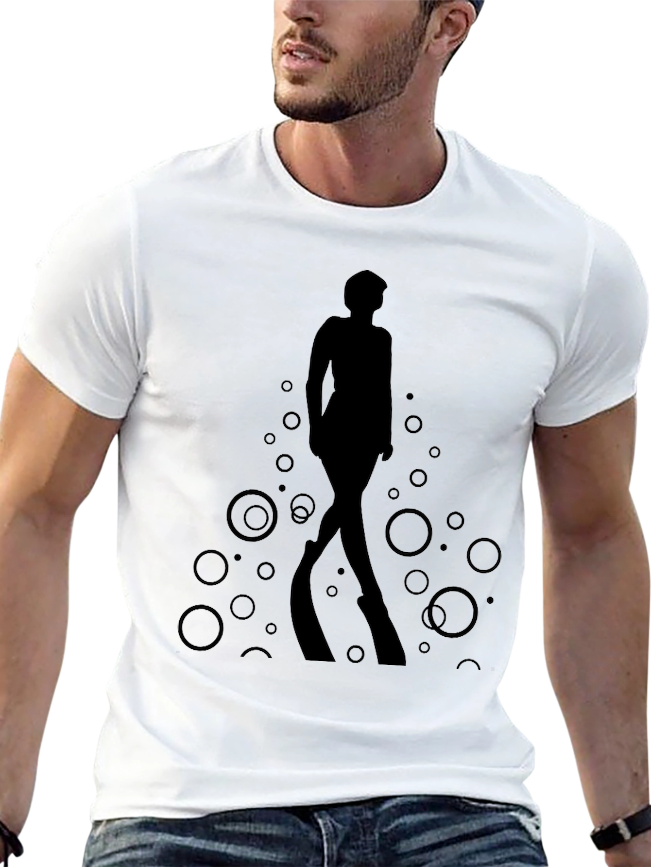 Stylish Black T-Shirt - Woman Silhouette Design