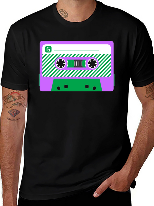 Retro Cassette Tape Graphic T-Shirt - Black