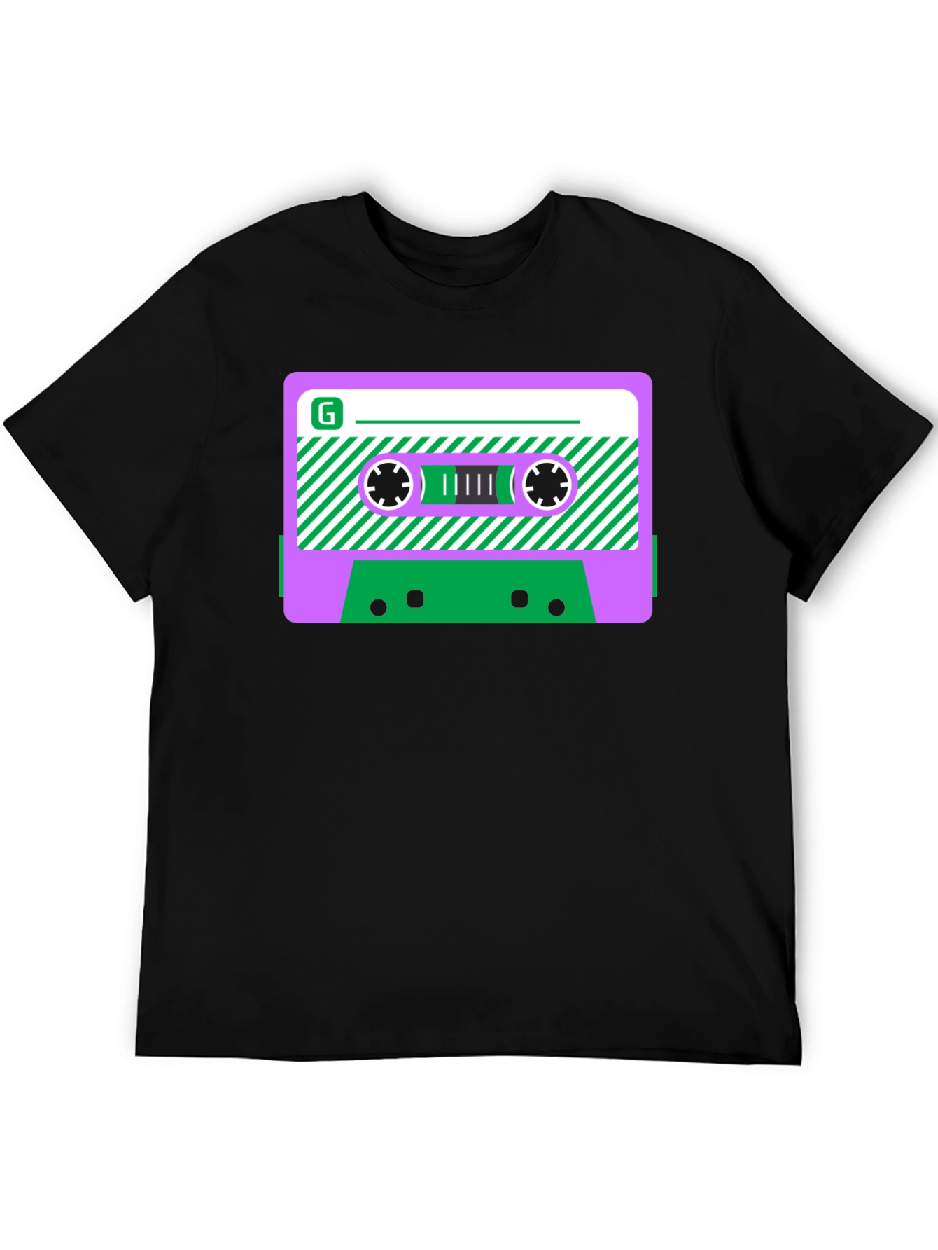 Retro Cassette Tape Graphic T-Shirt - Black