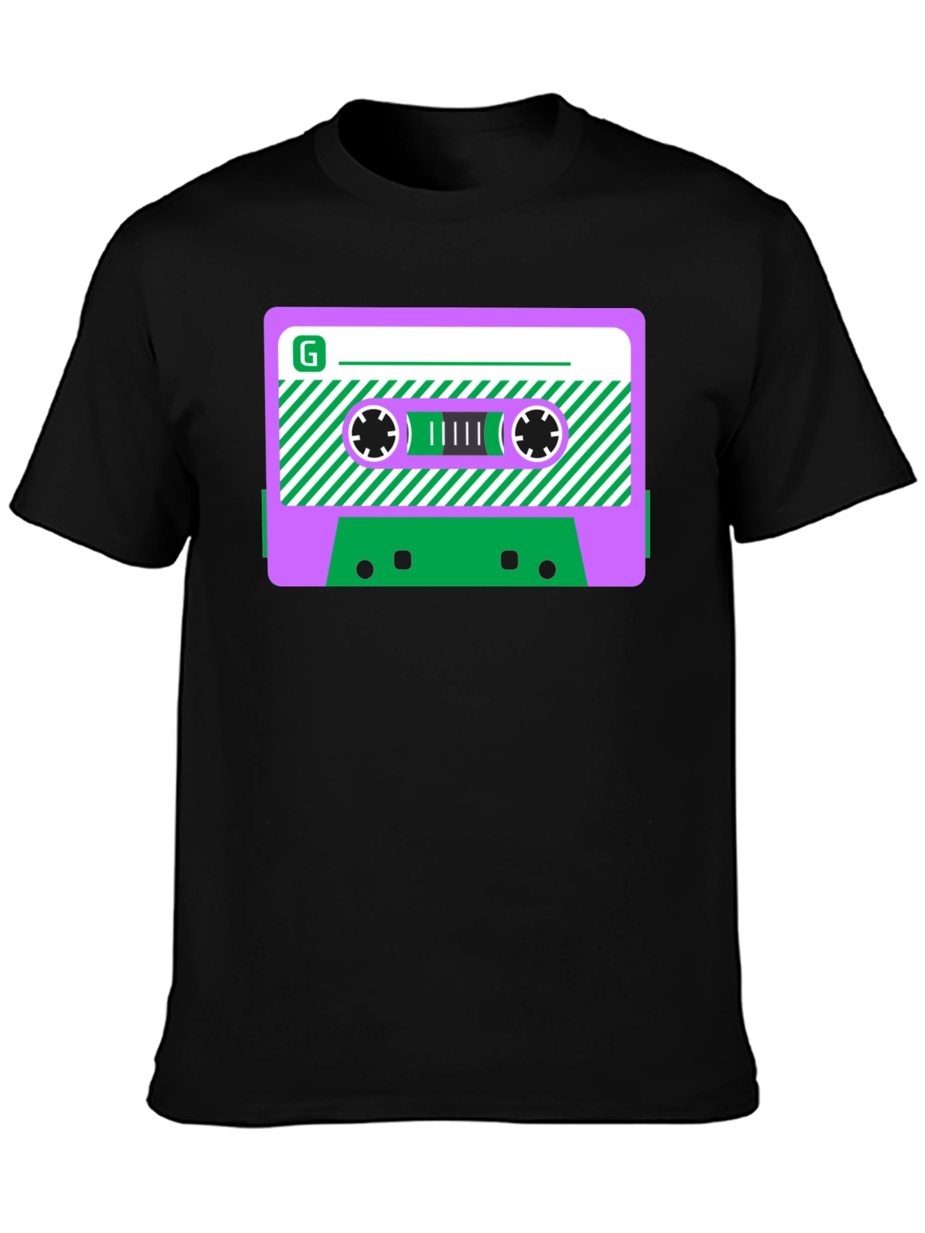 Retro Cassette Tape Graphic T-Shirt - Black