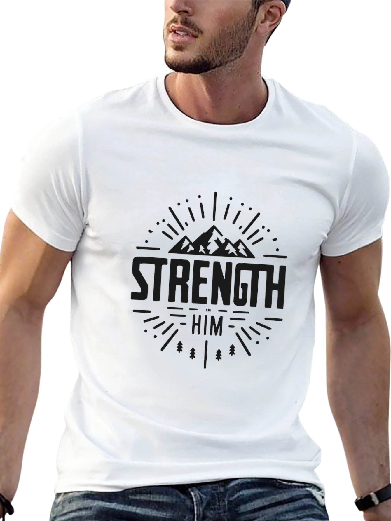 Mens Black Graphic Tee - Strength in Him