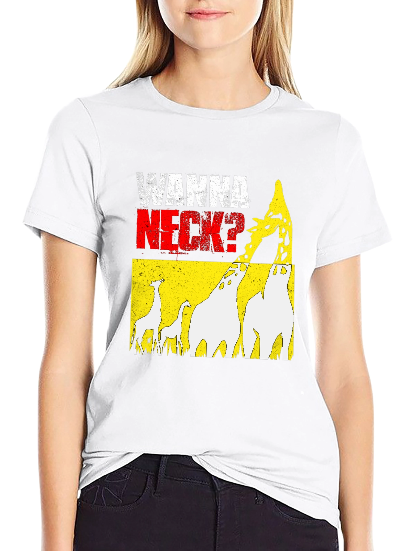 Wanna Neck? Giraffe Graphic Print Tee