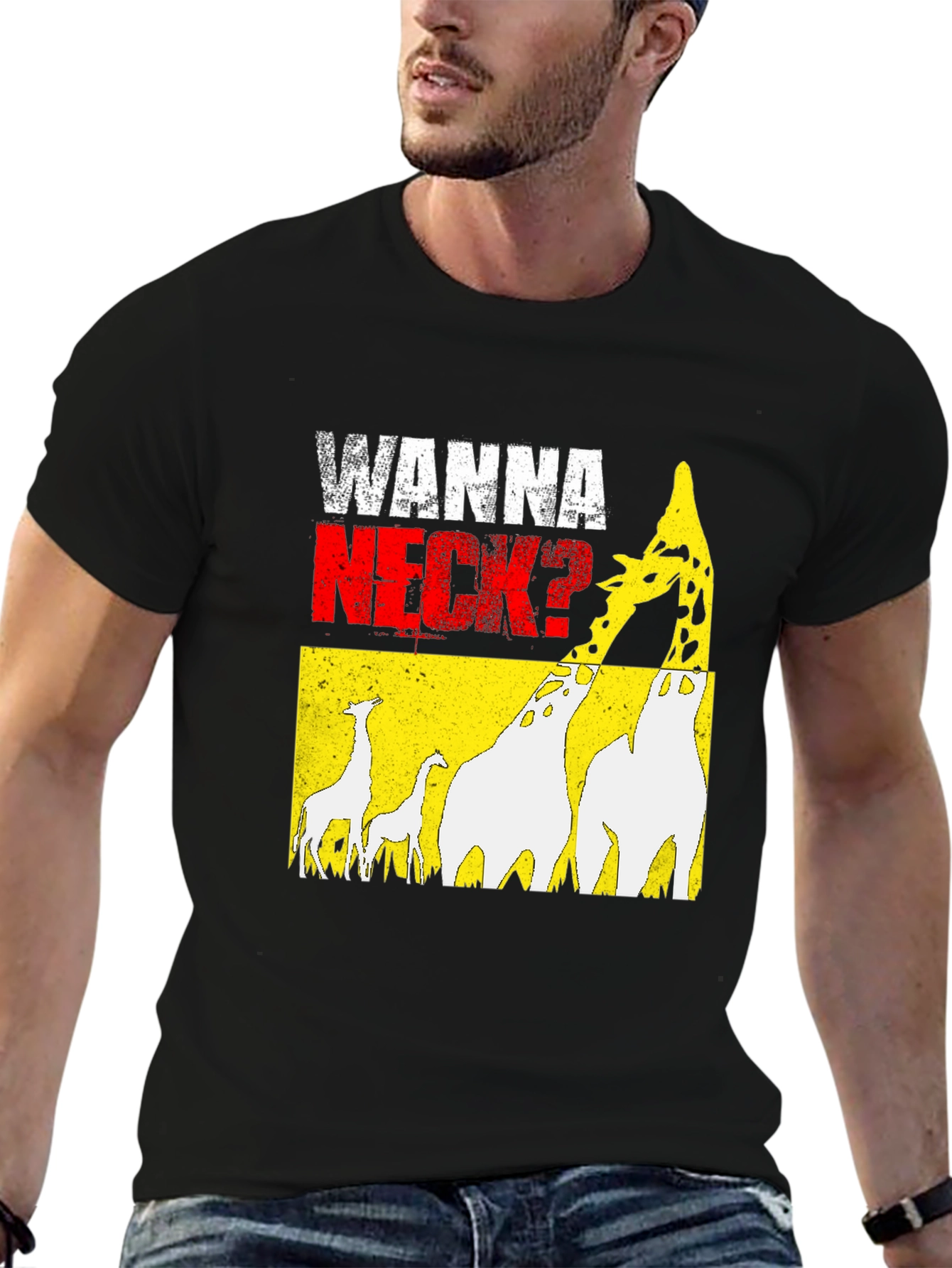 Wanna Neck? Giraffe Graphic Print Tee