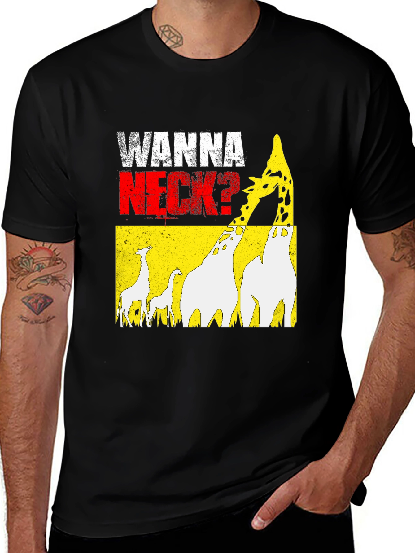 Wanna Neck? Giraffe Graphic Print Tee