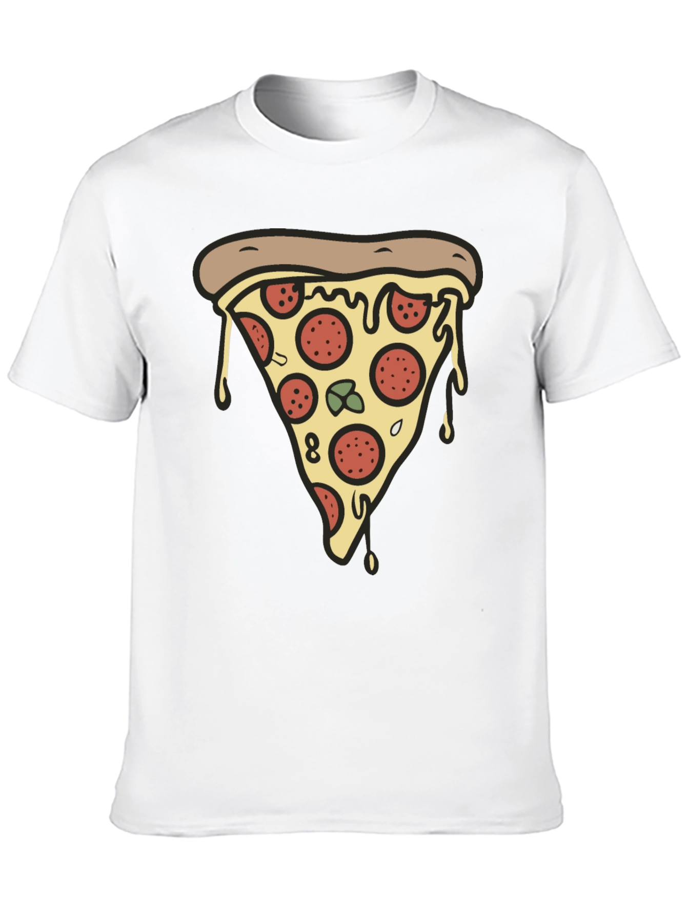 Pizza Slice Graphic Tee - Casual Black T-Shirt