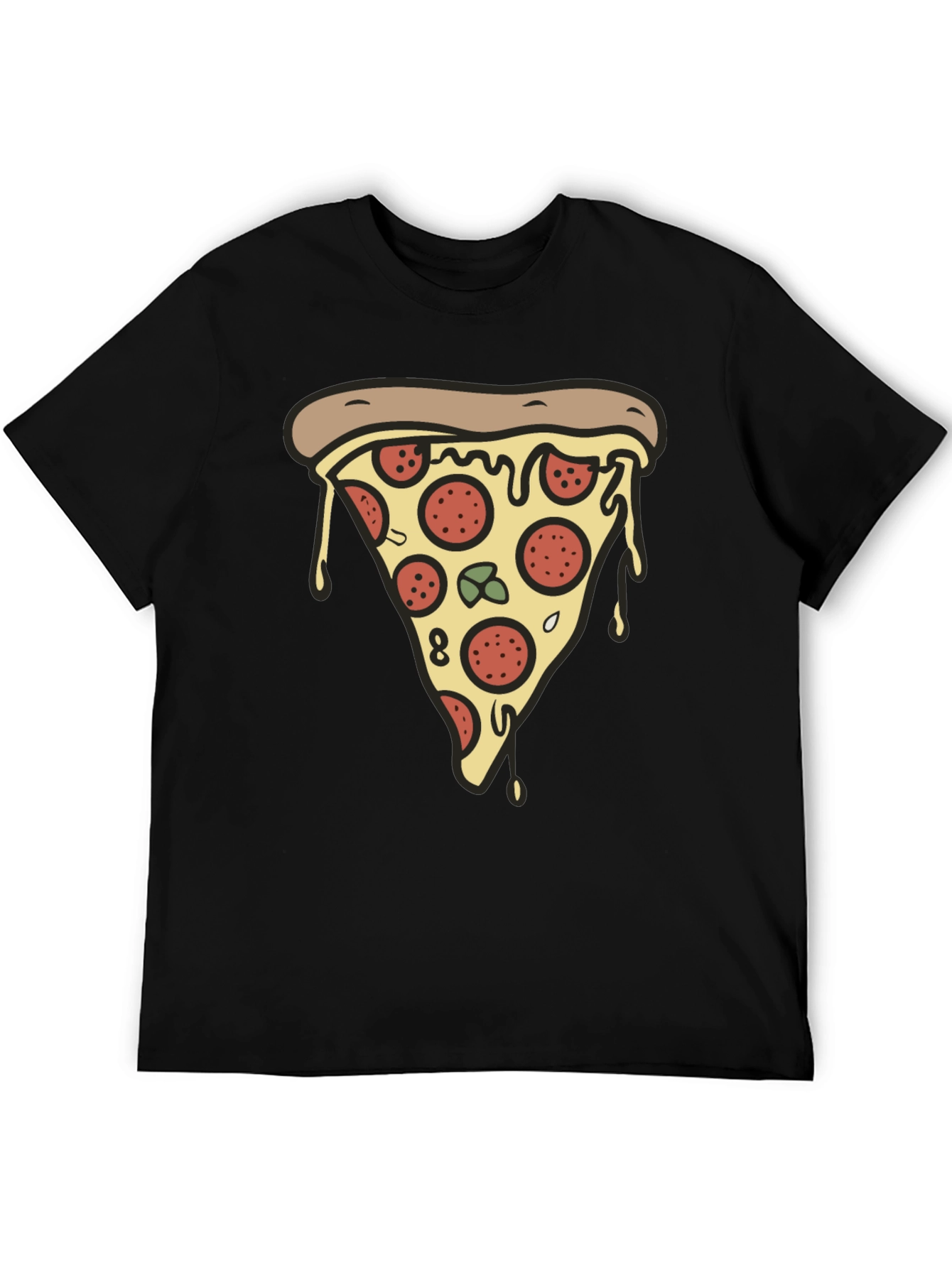 Pizza Slice Graphic Tee - Casual Black T-Shirt
