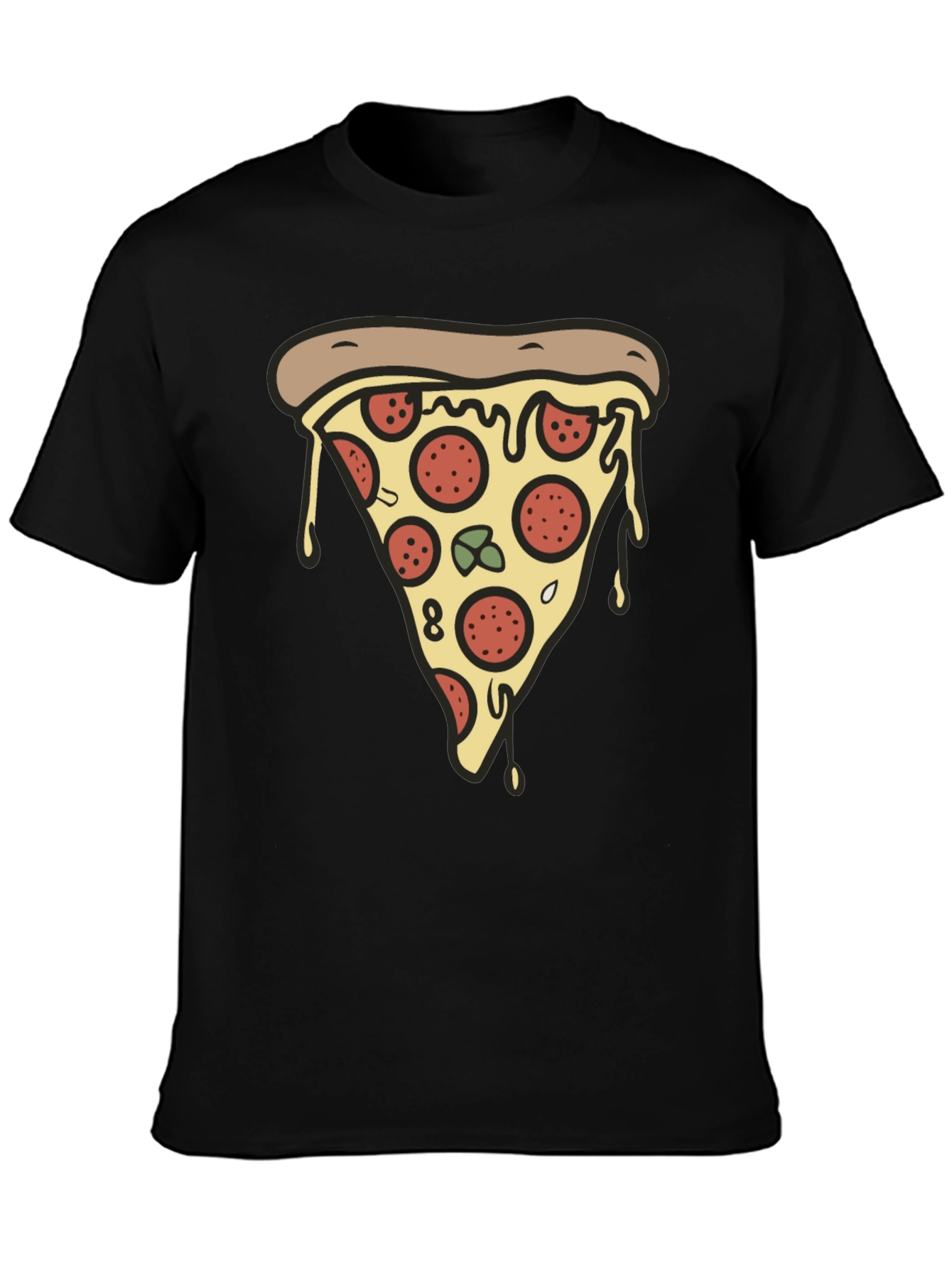 Pizza Slice Graphic Tee - Casual Black T-Shirt