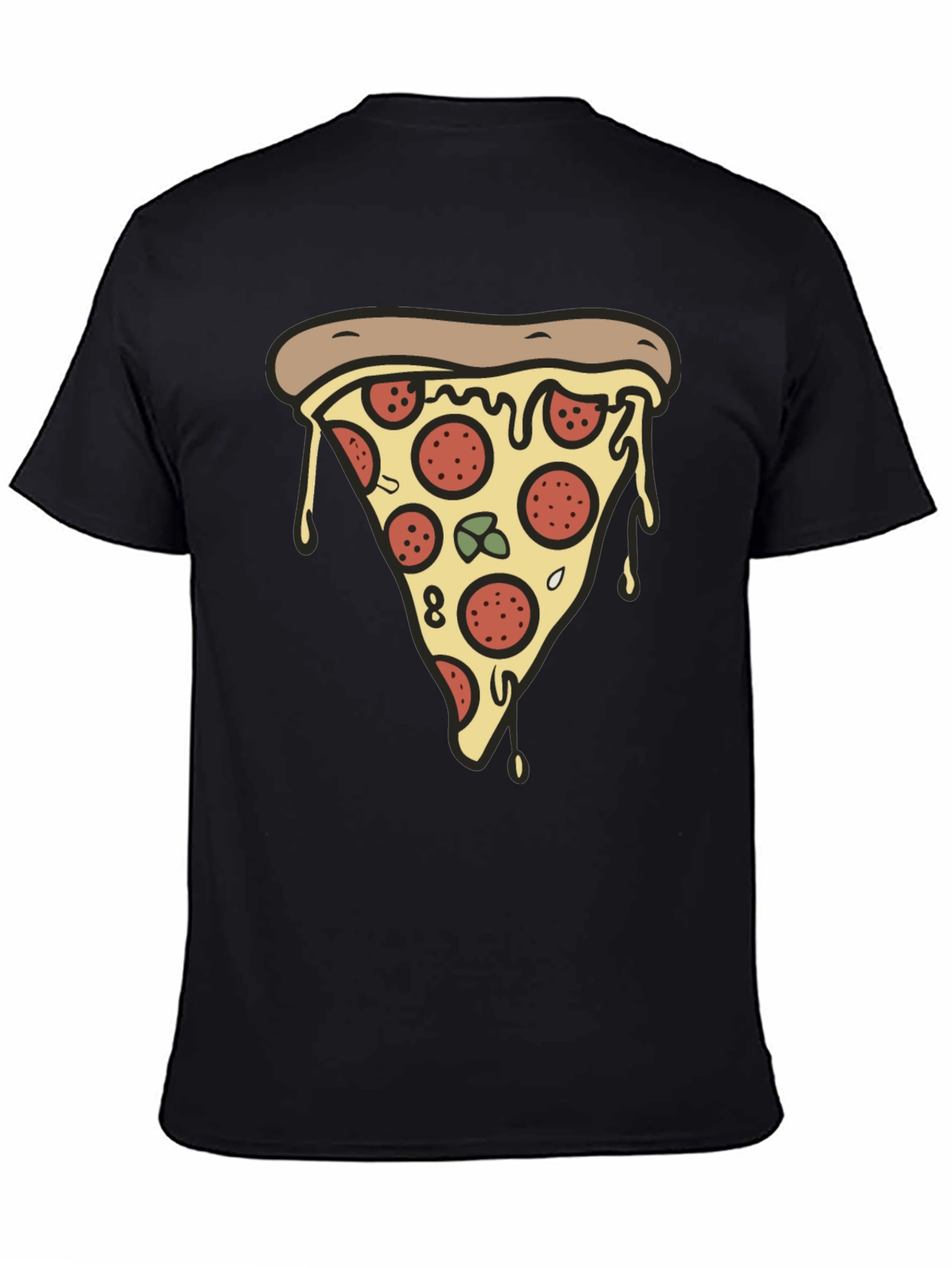 Pizza Slice Graphic Tee - Casual Black T-Shirt