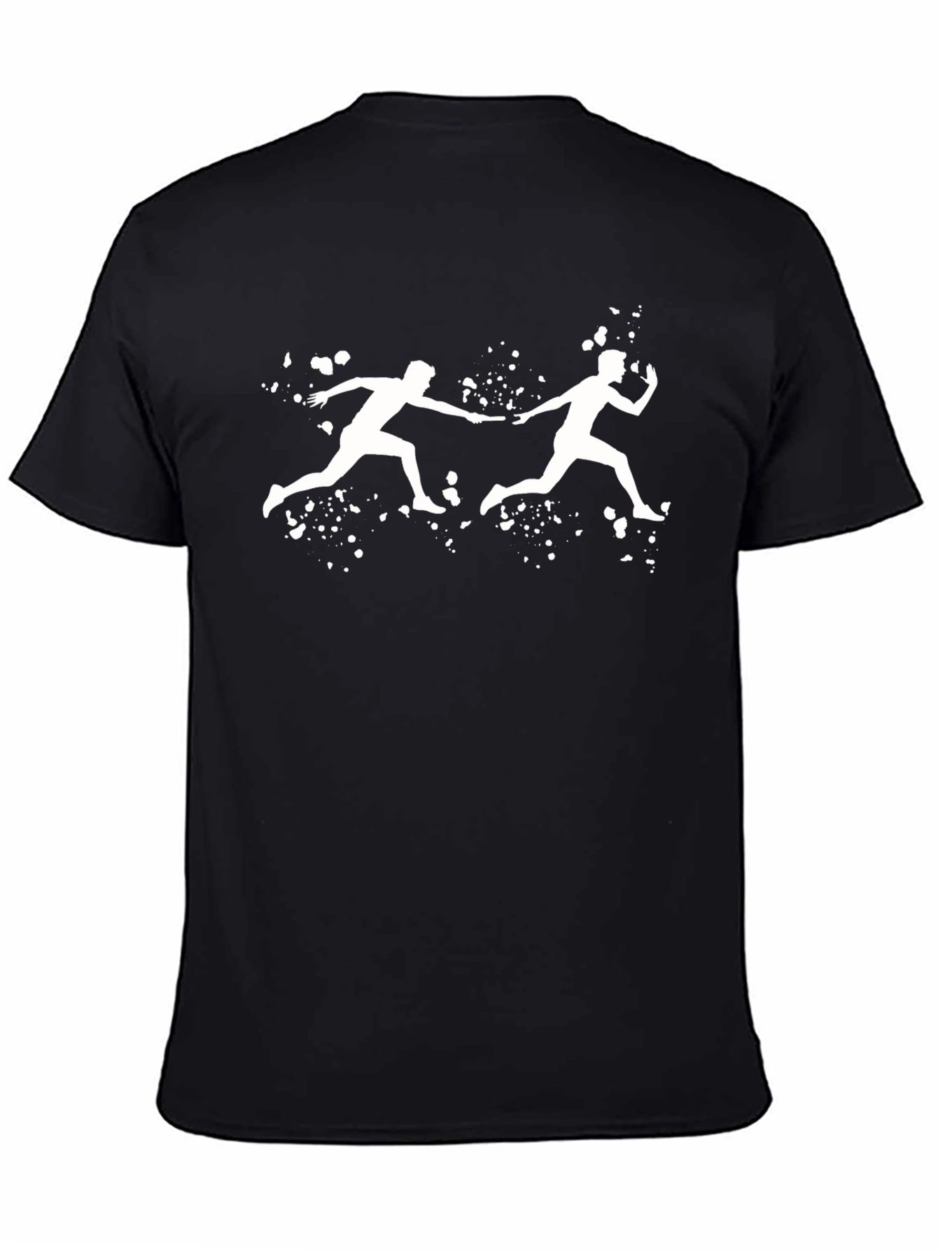 Relay Race Graphic Tee - Black Cotton T-Shirt
