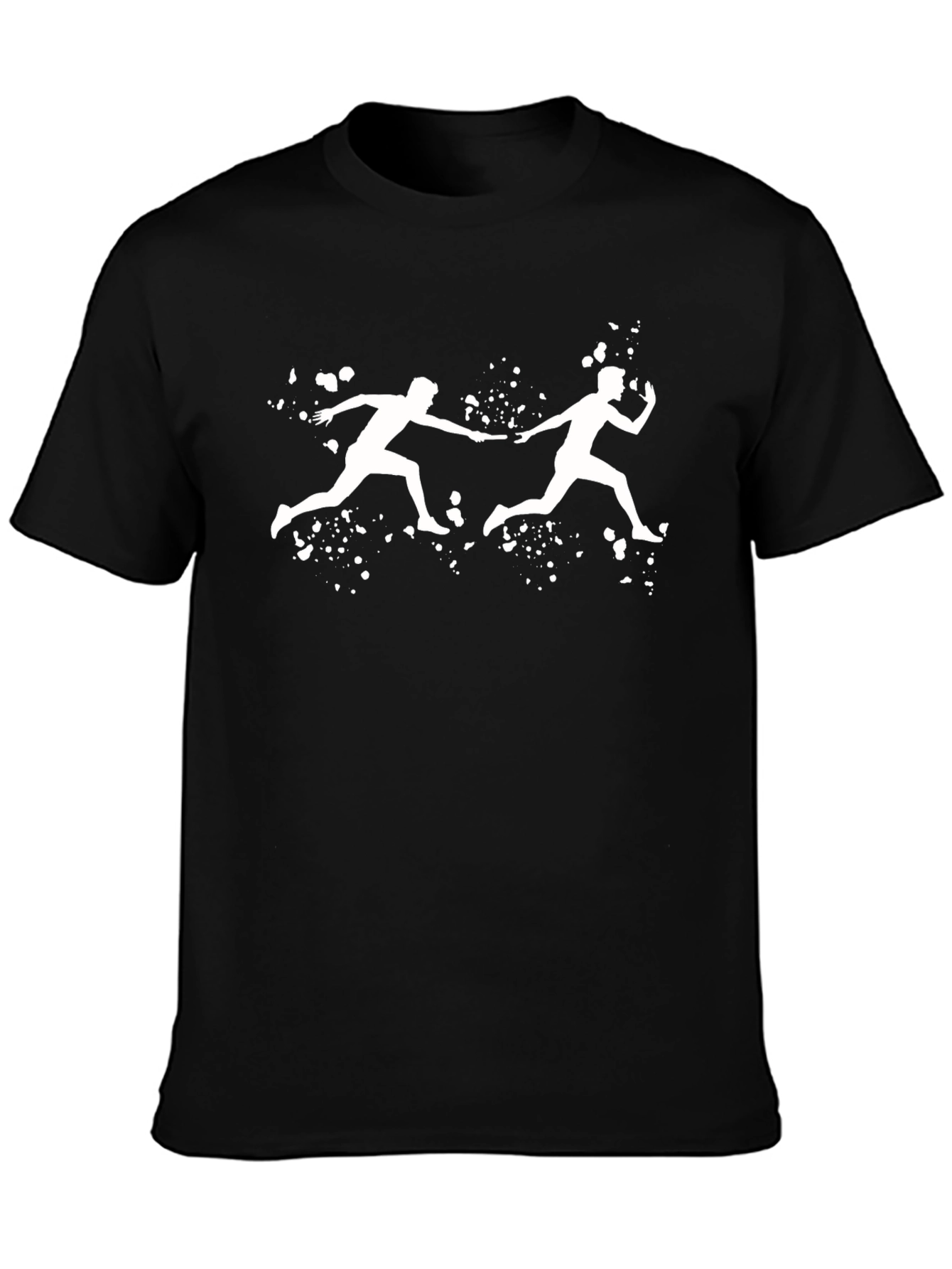 Relay Race Graphic Tee - Black Cotton T-Shirt
