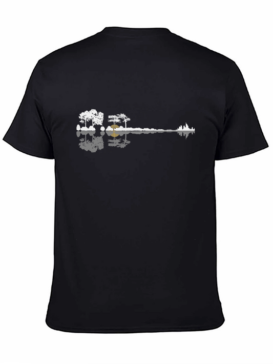 Guitar Landscape Black T-Shirt