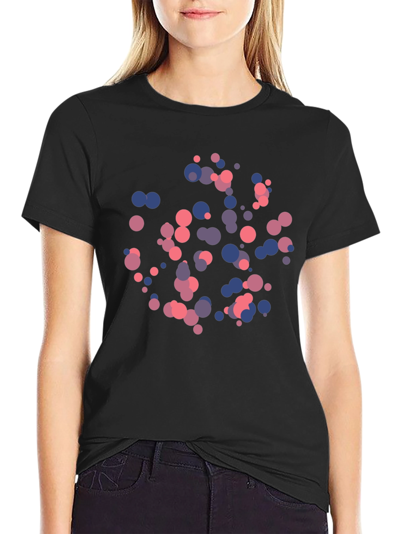 Modern Art Circles Tee - Black Cotton Blend