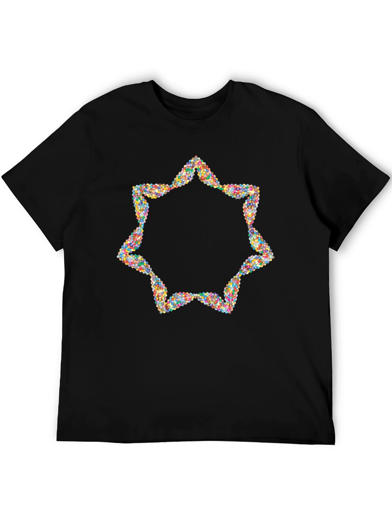 Geometric Starburst Graphic Tee - Mens Black Shirt