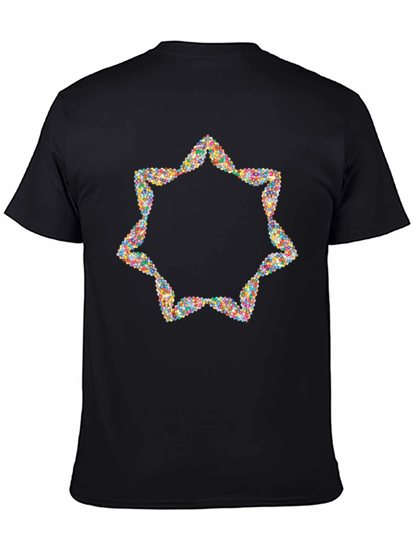 Geometric Starburst Graphic Tee - Mens Black Shirt