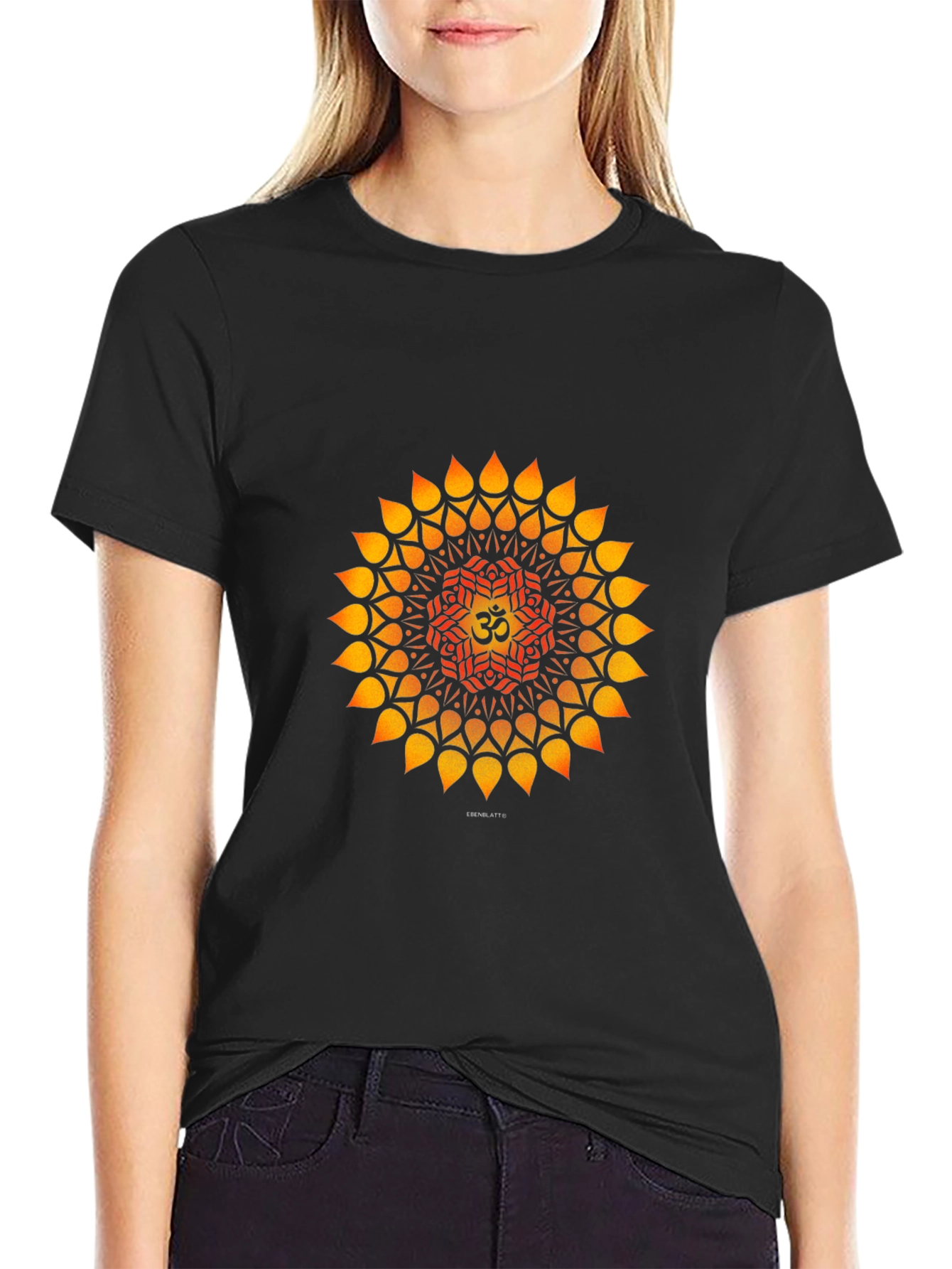 Om Mandala Graphic Tee - Black Cotton T-Shirt