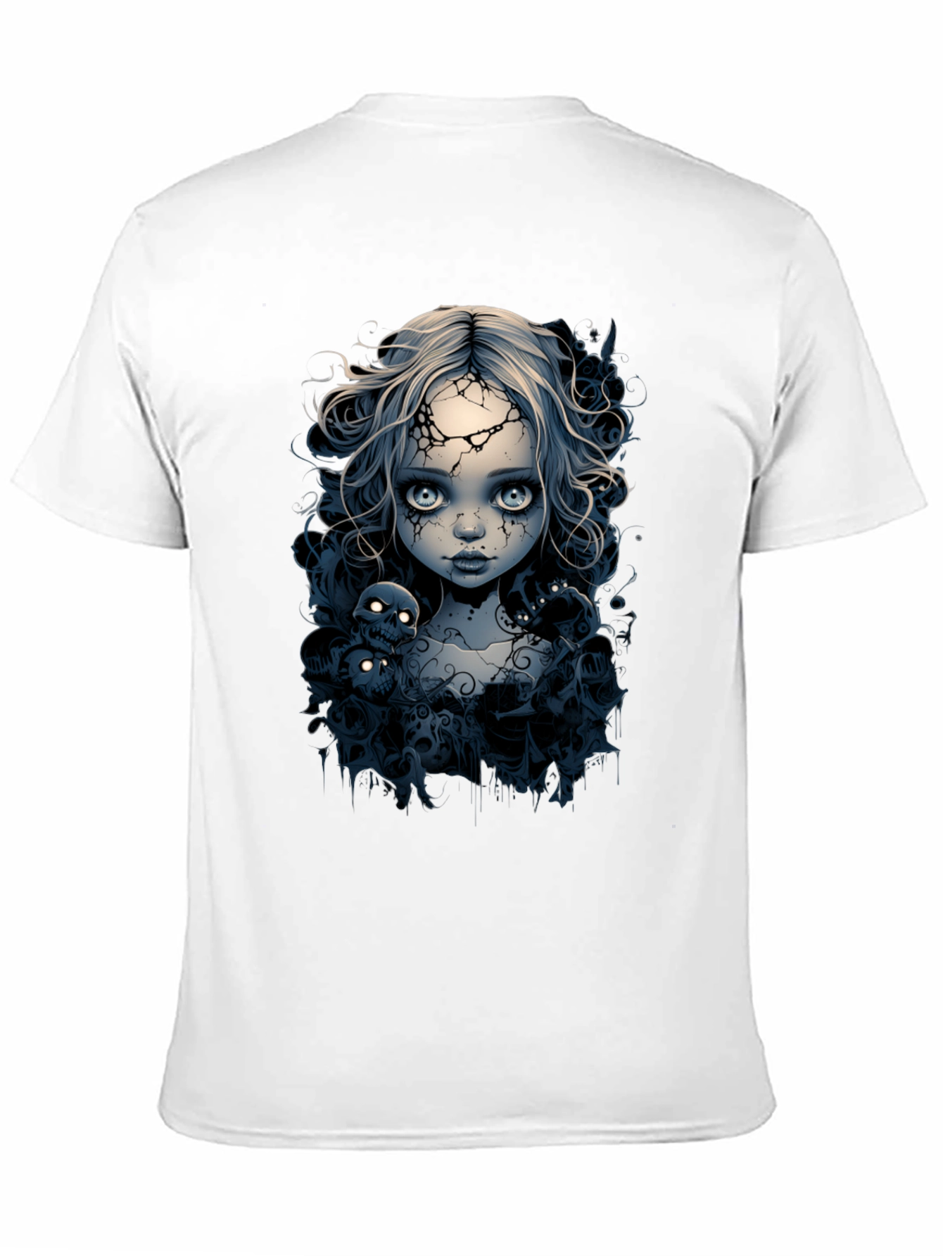 Creepy Doll T-Shirt - Gothic Skull Design