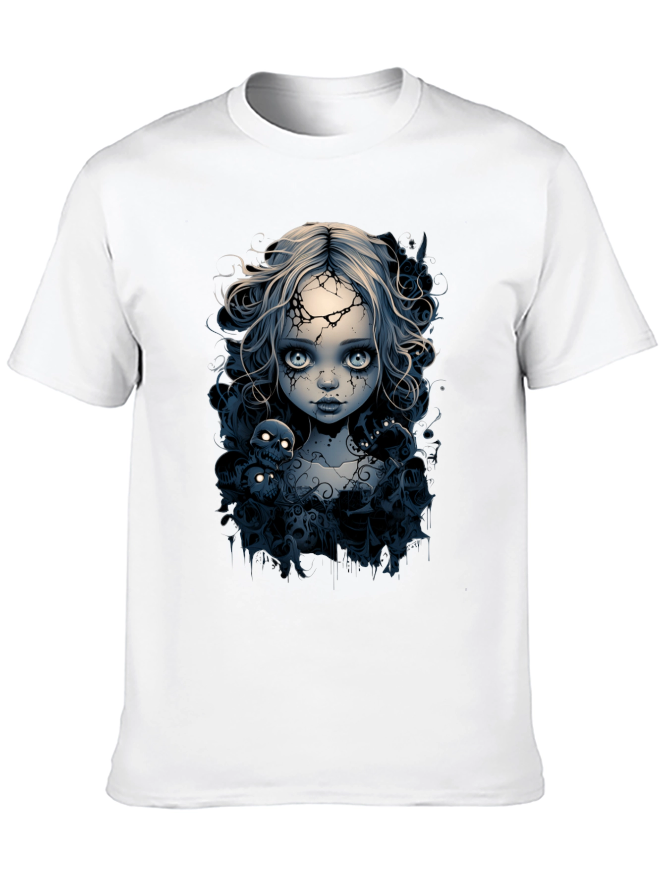 Creepy Doll T-Shirt - Gothic Skull Design