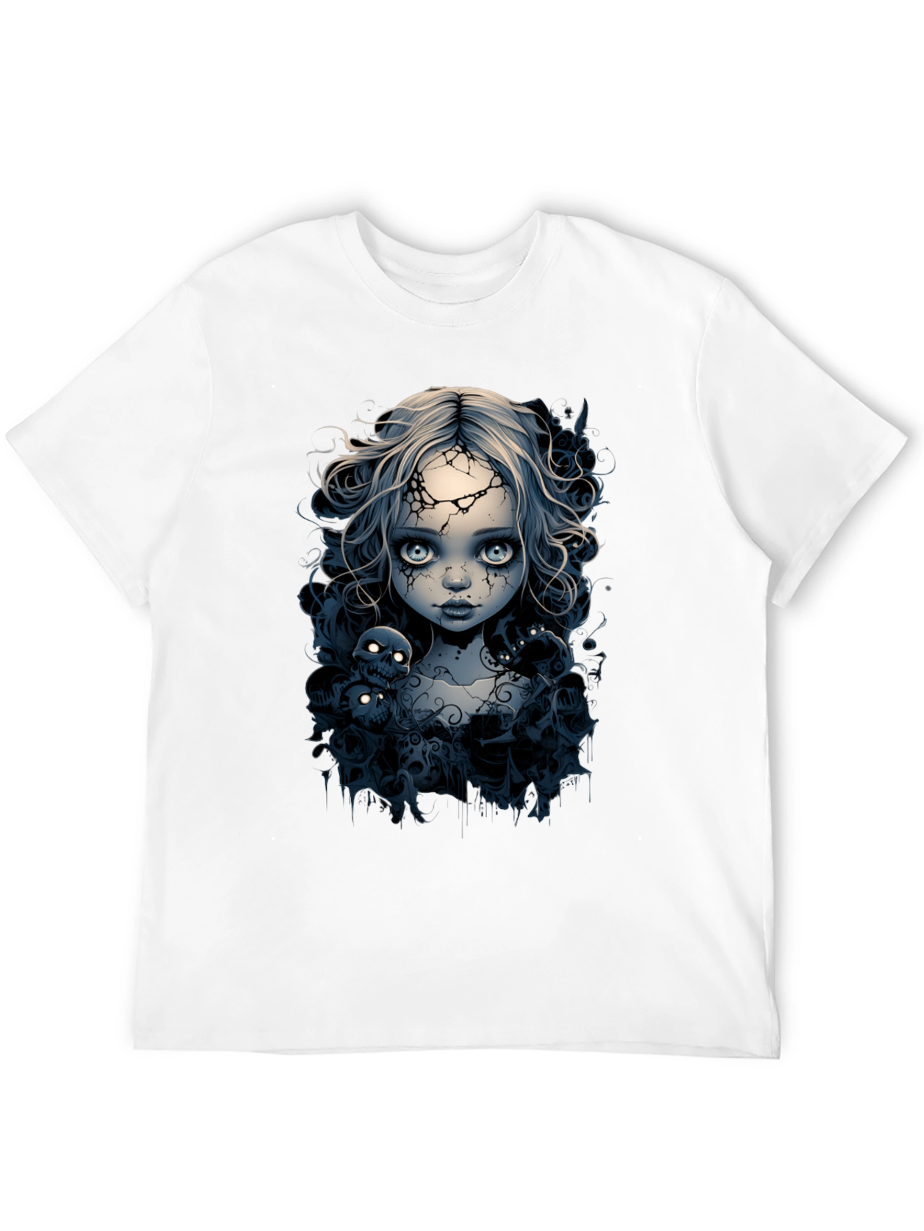 Creepy Doll T-Shirt - Gothic Skull Design