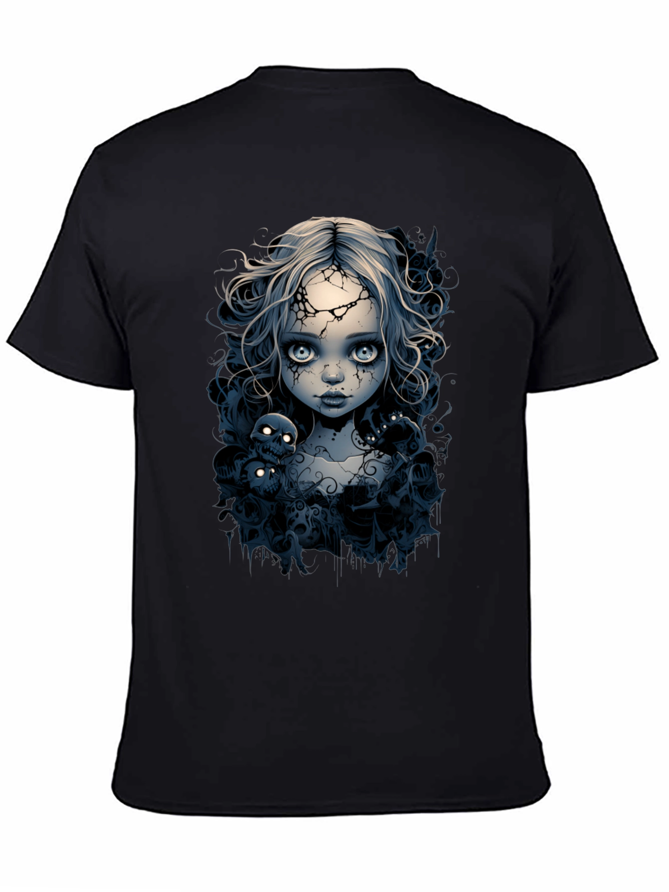 Creepy Doll T-Shirt - Gothic Skull Design
