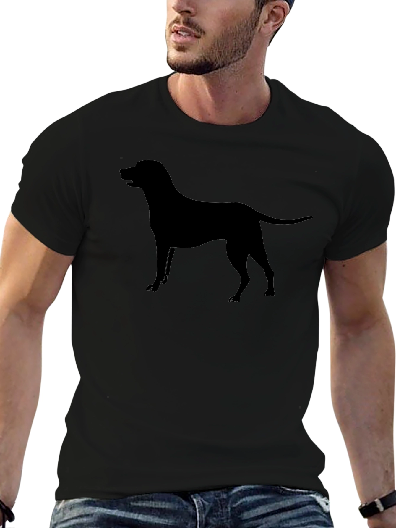 Dog Silhouette Tee - Black Cotton T-Shirt