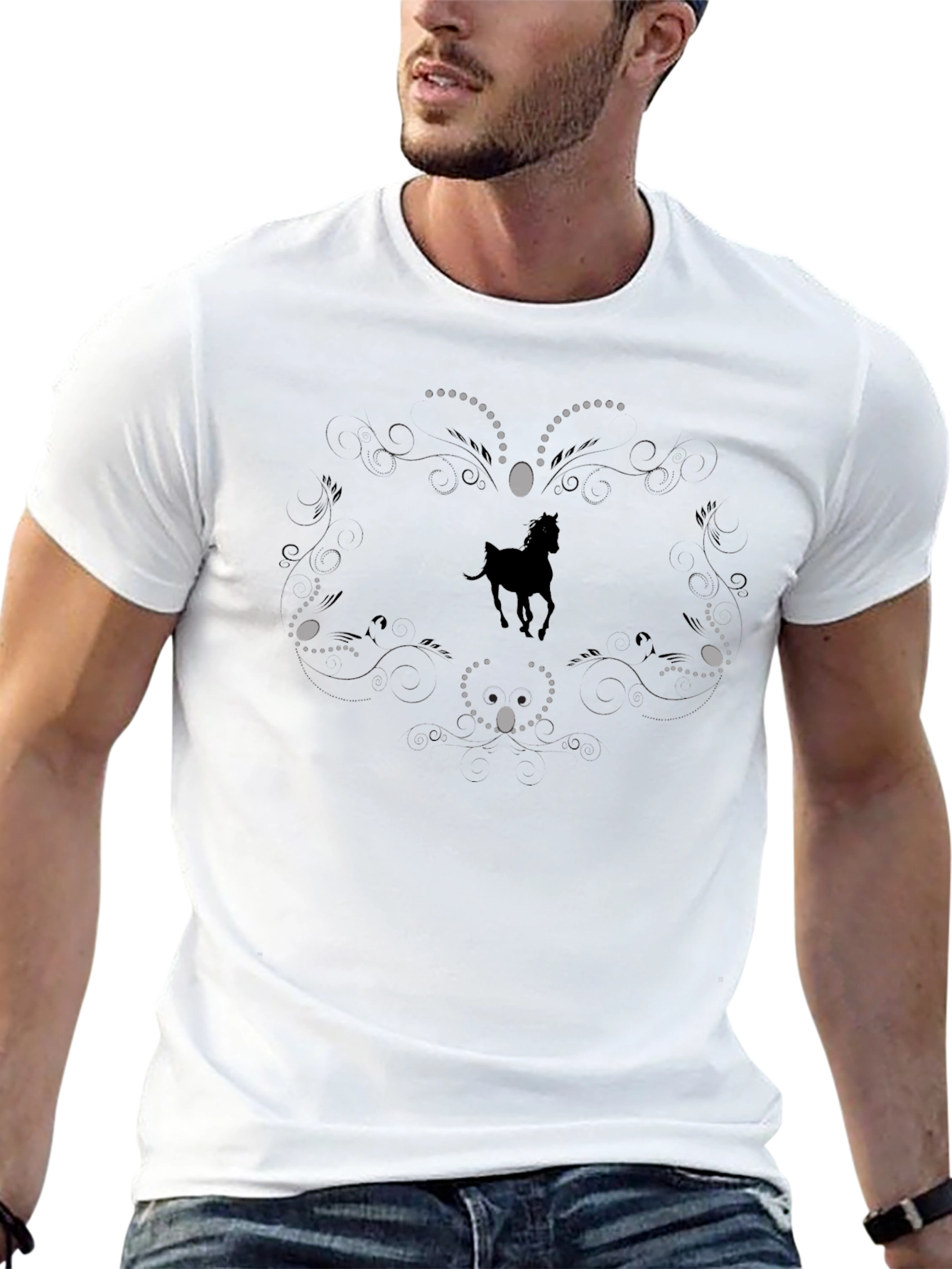 Horse Mandala Black T-Shirt
