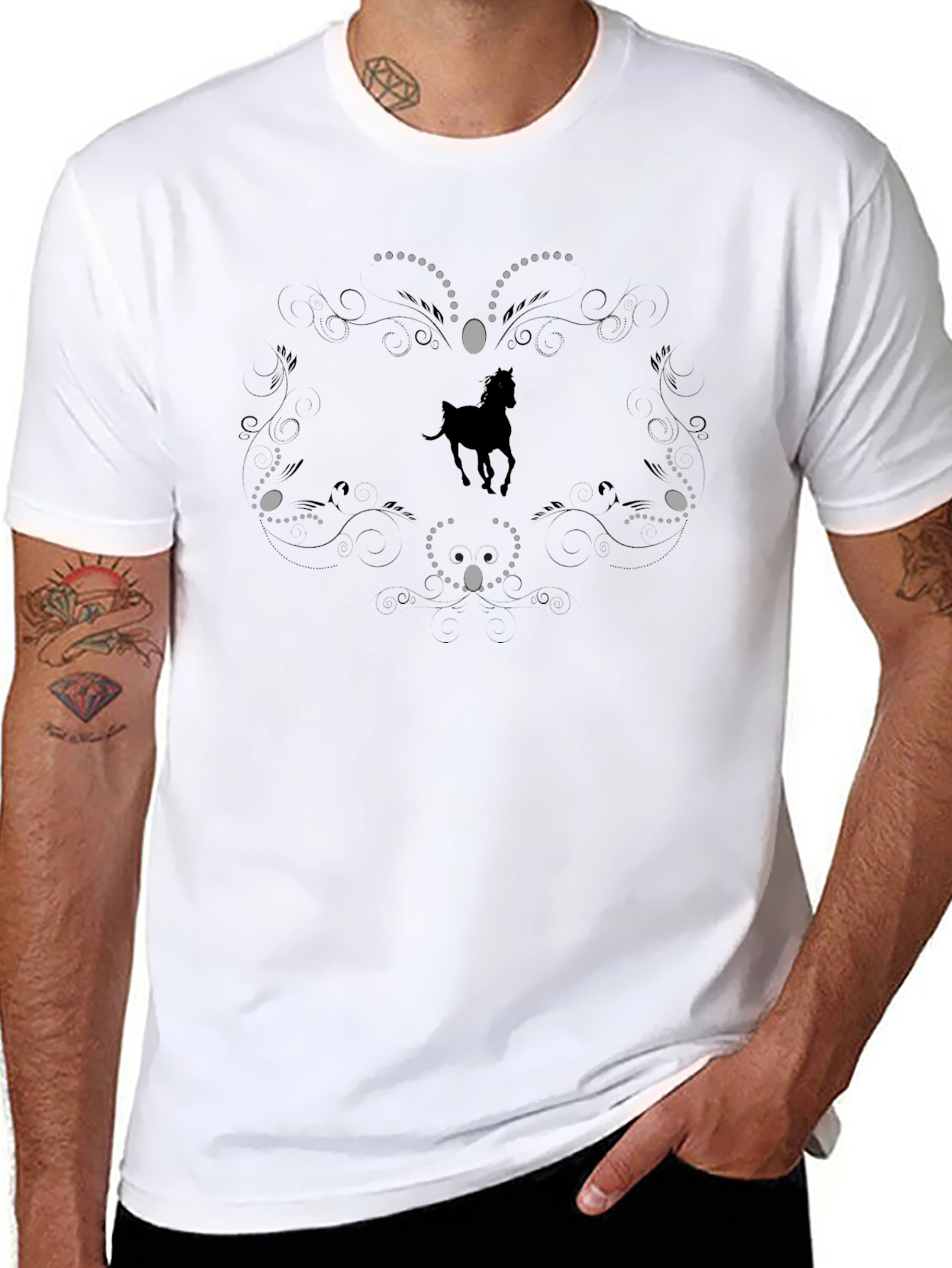 Horse Mandala Black T-Shirt