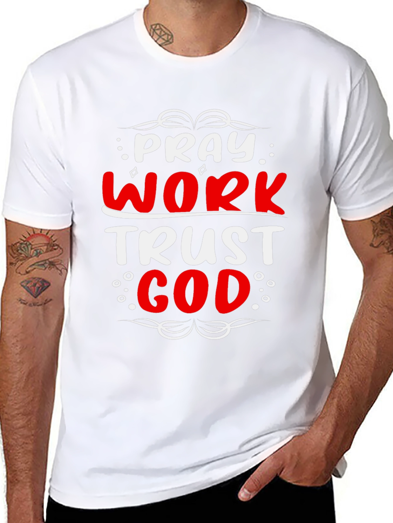 Pray Work Trust God Graphic T-Shirt