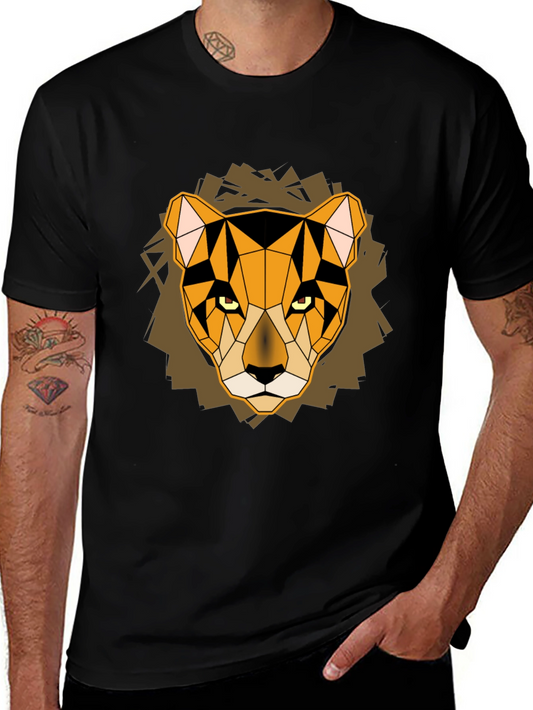 Geometric Lion Head Graphic Tee