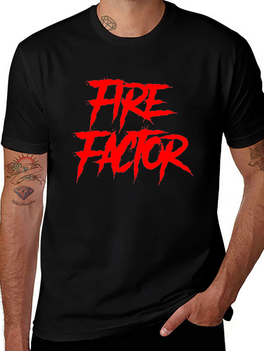 Fire Factor Graphic Tee - Bold Red Print on Black