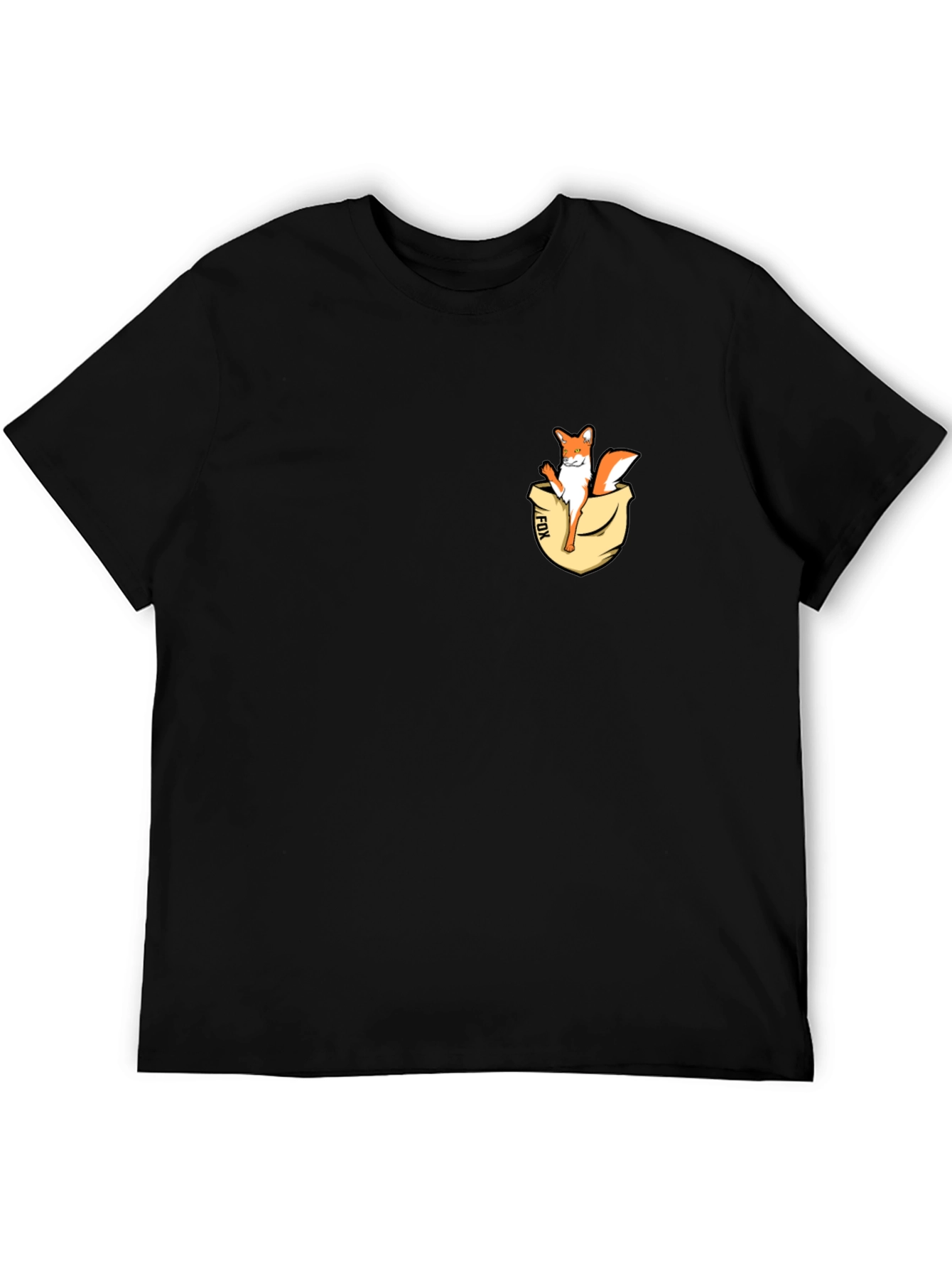 Fox in Pocket Graphic Tee - Black