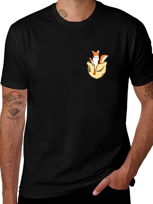 Fox in Pocket Graphic Tee - Black