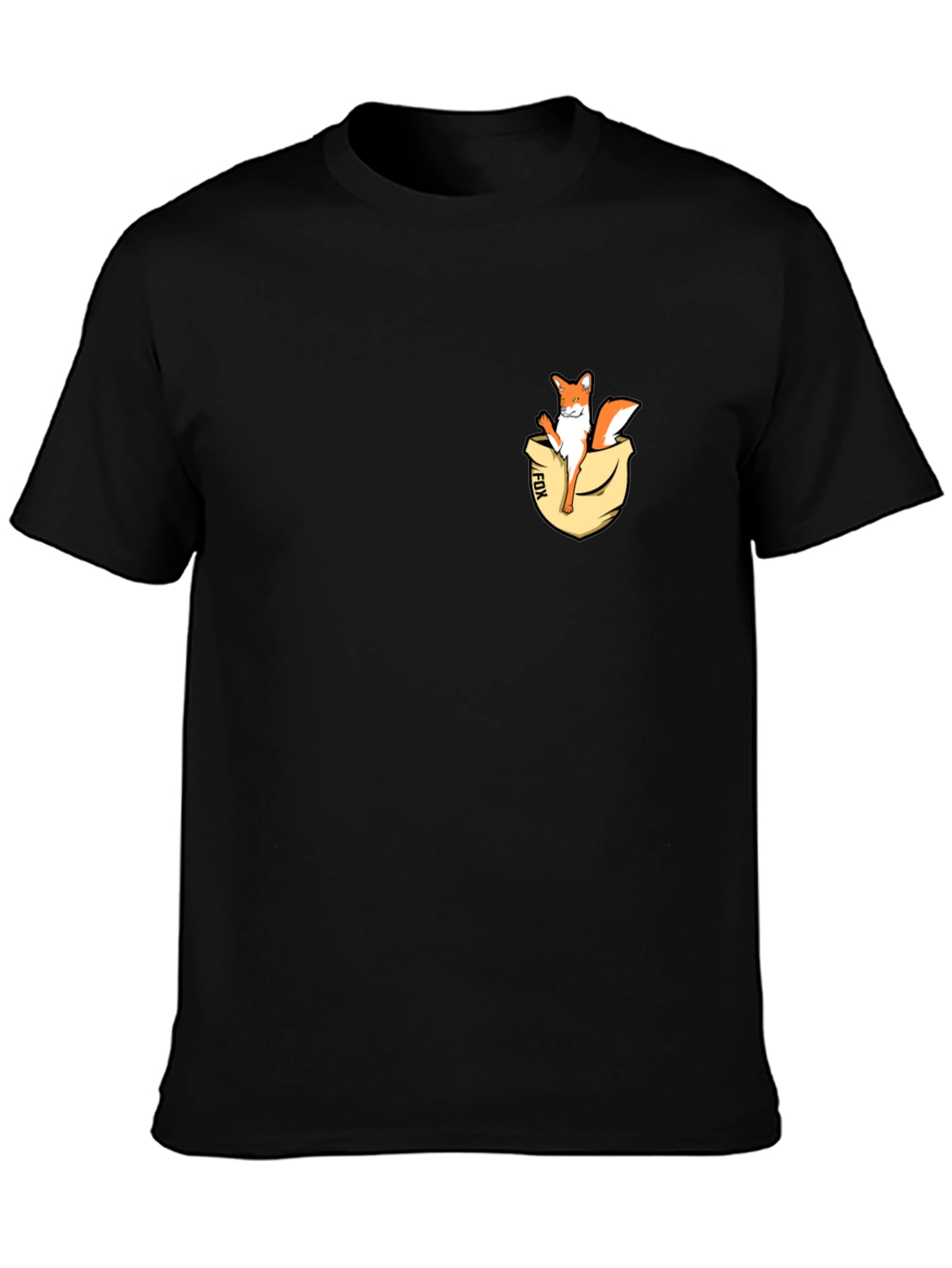 Fox in Pocket Graphic Tee - Black