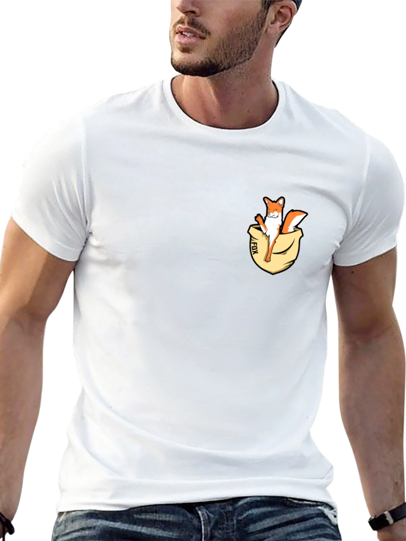 Fox in Pocket Graphic Tee - Black