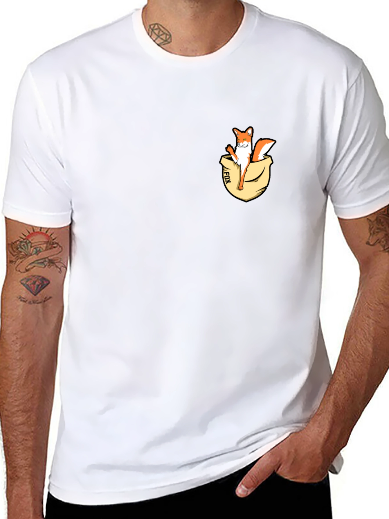 Fox in Pocket Graphic Tee - Black