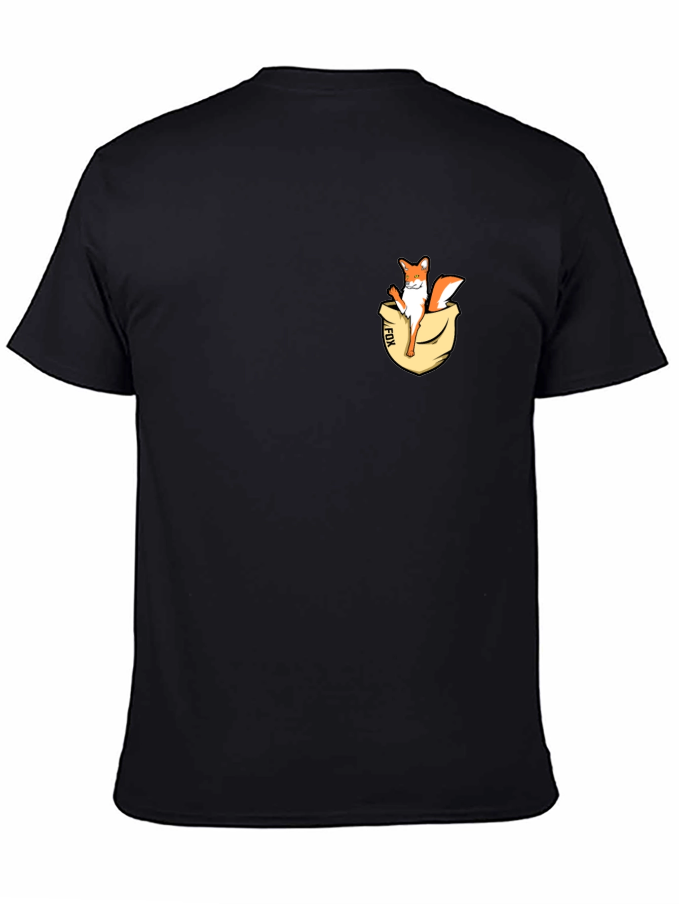 Fox in Pocket Graphic Tee - Black