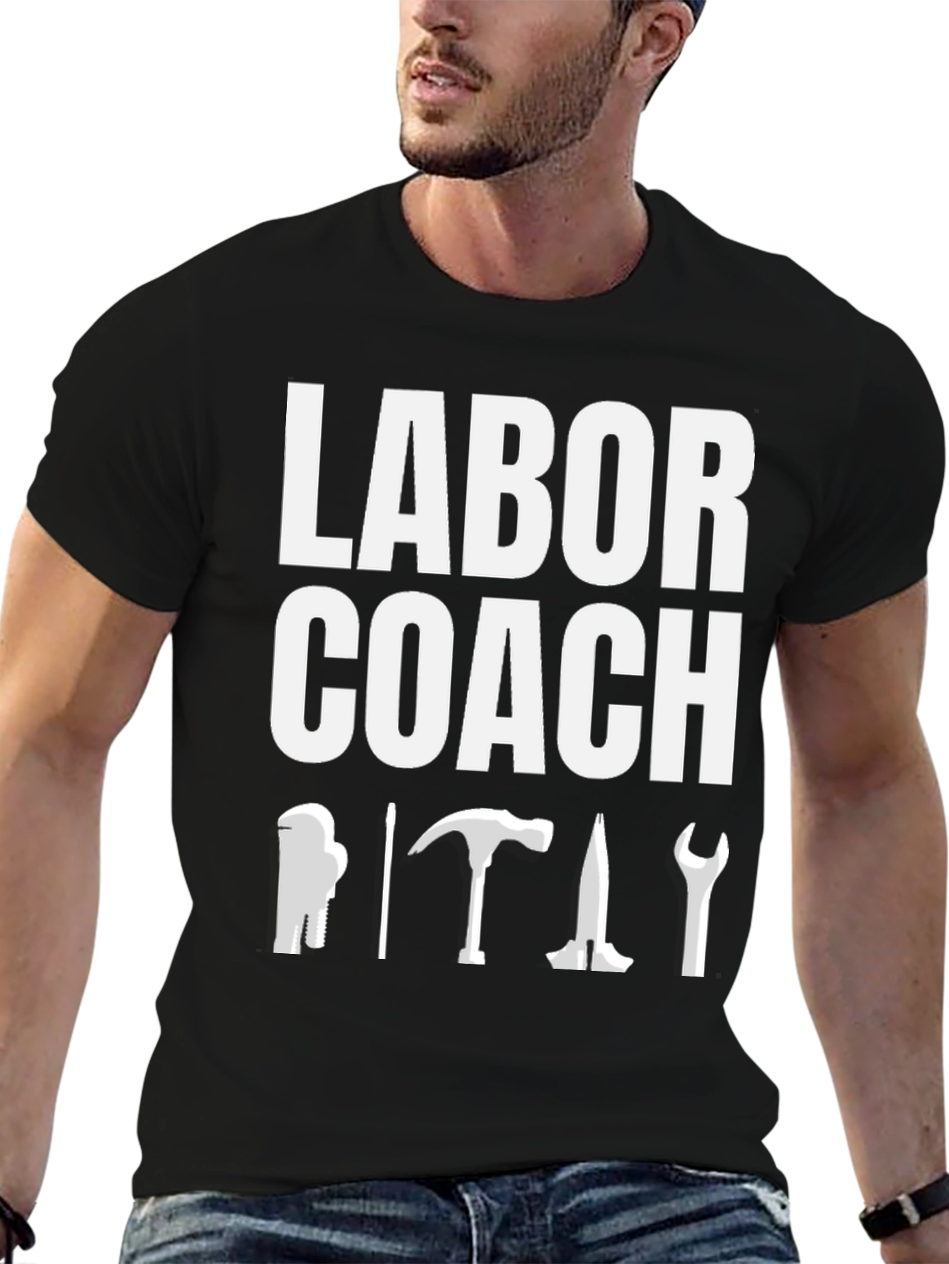 Labor Coach T-Shirt: Tool-Themed Construction Tee