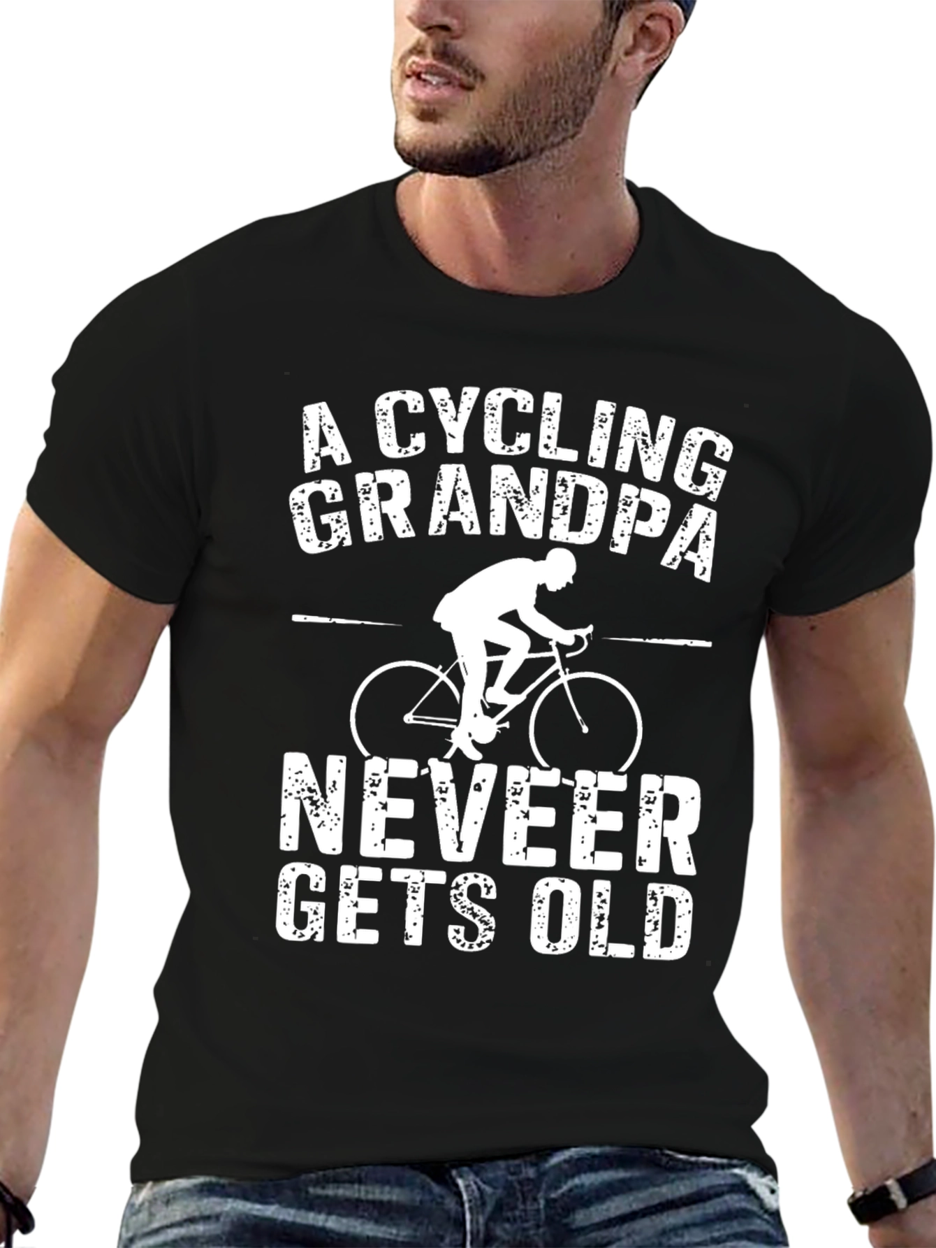 Cycling Grandpa T-Shirt - Never Gets Old Bike Tee